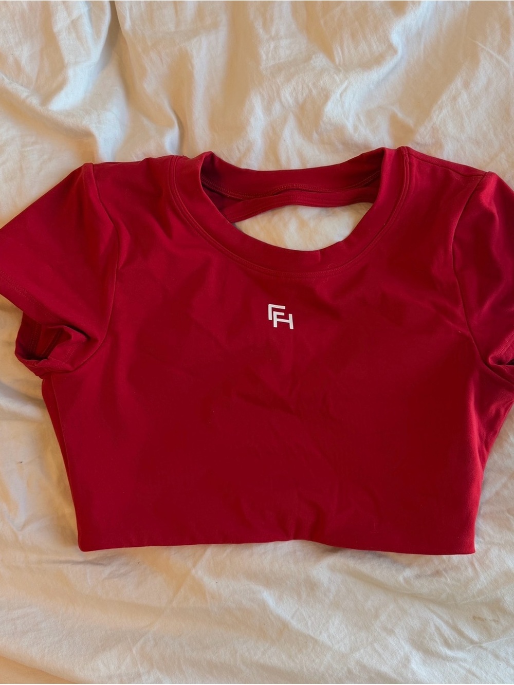 Red Crop Tee with White FH Logo